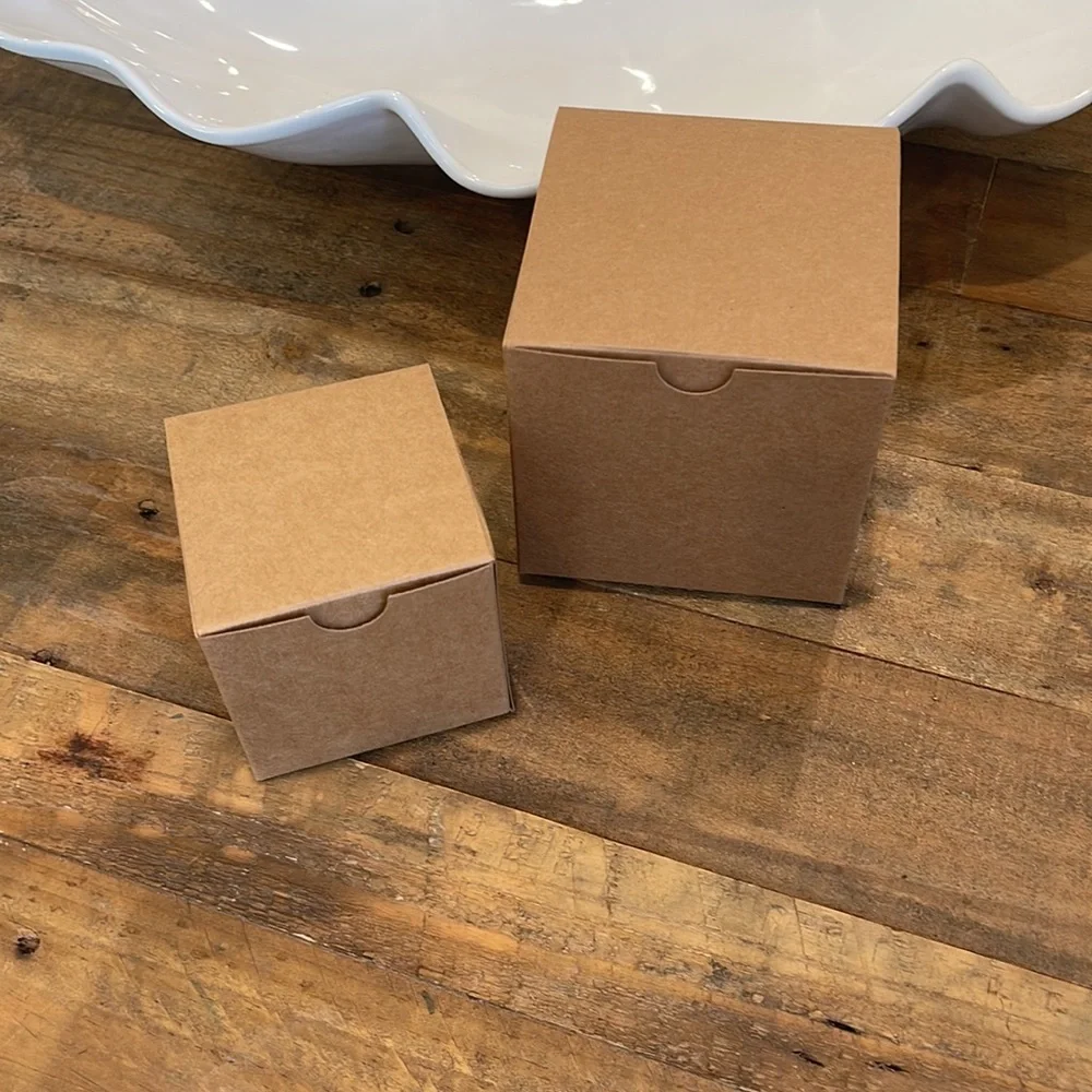 set of 10 BRAND NEW Kraft Brown Gift Boxes five 3” & five 4” cubed any occasion